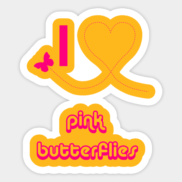 I love pink butterflies Sticker by Imutobi